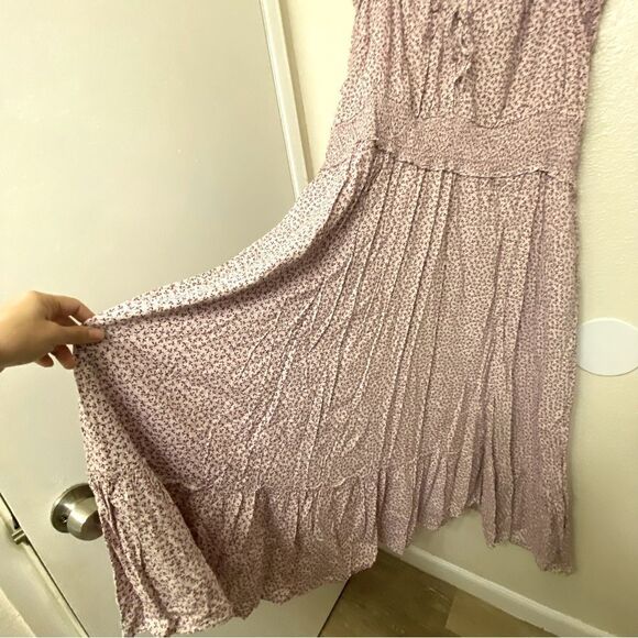 Old Navy Smocke fairy boho lavender Floral Maxi Dress baby doll flounce plus XXL - Picture 7 of 13